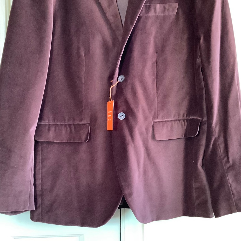 NDX Velvet Suit BlazerJacket Men’s Burgundy SZ XL - Picture 3 of 15